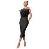 Diynav New Long Fashion Dress Brated Ostrich Hair High-End Temperament Banded Dress Woman