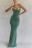 Diynav Sale 2024 Summer Dress Fish Bone Folded Back Slings Fishtail Dress Dress Dress Woman