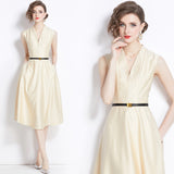 Diynav Women's Clothing 2024 New Famous Temperament Sister Light Familiar Air Cold Sense Of High-End Sleeveless V-Neck Dress
