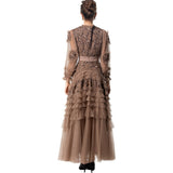 Diynav Lint Collar Retro Net Yarn Dress Dress Dress New Spring And Summer 2025