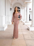 Diynav New Fashion V-Necked Hips Brighten Dress Mid-Waisted Horn Sleeve Long Evening Dress