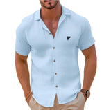 Diynav Men's Linen Short-Sleeved T-Shirts For Free-Fitting Sweatshirts For Men's Short-Sleeved Cotton Shirts Beach Plus-Size Men's Short-Sleeved Shirts