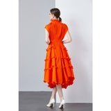 Diynav Dress Sweet Wooden Ear-Stupling Long Heavy Industry Folding Haewn Dress Women 2025 Spring And Summer