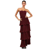 Diynav Fashion Sexy Temperament Women's Pure Color Sleeveless Breasts To Take The Folding Lotus Leaf Side Dress Girl
