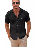 Diynav Men's Linen Short-Sleeved T-Shirts For Free-Fitting Sweatshirts For Men's Short-Sleeved Cotton Shirts Beach Plus-Size Men's Short-Sleeved Shirts