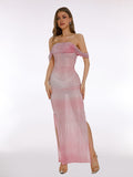 Diynav Women's Sexy Out-To-Shoulder Chest Clairvoyant Dress Dress Dress Dress Girl