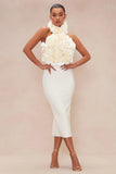 Diynav Band Strap Dress Evening Dress High-End Dress Direct Hanging Neck Big Flower Dress New