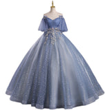 Diynav Gray-Blue Temperament Beautiful Solo Performance Costume Student Vocal Art Canopopy Skirt Annual Meeting Host Evening Dress