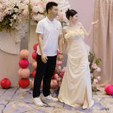 Diynav Light Wedding Dress 2024 New High-End Small And Small Mori Is Super Fairy Yarn Bosom Princess Style Engagement Dress