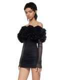 Diynav Women's New Flower Decoration Sexy Corset Dress Perspective Mesh Long-Sleeved Ass Skirt Dress