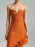 Diynav Dress With Chest V-Neck Sexy Bare Shoulder Feathers Open Name Girl With A Dress Girl