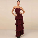Diynav Fashion Sexy Temperament Women's Pure Color Sleeveless Breasts To Take The Folding Lotus Leaf Side Dress Girl