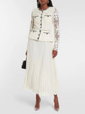 Diynav Name Studded Woven Strip Lace Embroidery Hook Hollow 100-Fold Long Dress Apricot Color