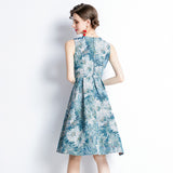 Diynav Spring And Summer New French Retro Court Style Jed Flower In The Long Dress Women's Waistless Vest Dress