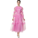 Diynav Industry Lien Clams Nail Pearl Three-Dimensional Flower Pink Round-Necked Princess Dress Dress Dress Famous Spring And Summer Woman 2025