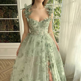 Diynav Bridesmaid's Suit Slings Linden With Forked Temperament Sexy Evening Dress Lace Mesh Dress