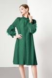 Diynav Design Feeling Flower Sleeve Dress Women's New Spring And Autumn Folds Large Size Loose Mother Dress Long