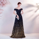 Diynav Evening Dress 2025 New Gradient Black Annual Meeting Stage Host Catwalk Fishtail Dress Woman
