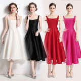 Diynav Hepburnian Niche Temperament Retro Sling With Large Hem Pendulum Sling Dress Fluffy Dress Dress