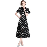 Diynav Lotle Leaf Short-Sleeved Single Buckle Tidling With Belt Dot Wave Point Princess Wind Swing Dress 2024 Summer New