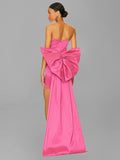 Diynav Women's Sexy Folded Bag With A Bosom Dress Temperament Can Be Removed Large Bow Decorative Tape