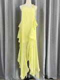Diynav Fashion Show-Back Vintage Linen-Backed Lint-Slanted Shoulder-Hanging Neck Dress Dress Female Designer