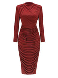 Diynav New Women's Dress Sexy Bag Hip Hot Diamond Fork Long Sleeve Dress