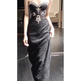 Diynav Dress With Bra Dress Woman 2024 Autumn New High-End Light Luxury Niche Banquet Heavy Industry Dress
