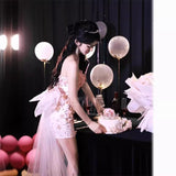 Diynav Dress Engagement Birthday High-End Light Luxury Niche Adult Dress Three-Dimensional Flowers Shoulder-To-Shoulder Corset Dress