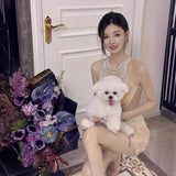 Diynav Dress Gentle High-End Light Luxury Niche Dress French Heavy Industry Nail Bead Banquet Adult Birthday Dress