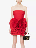 Diynav Women's Sexy Breasted Dress Skirt Big Flower Decorative Temperament Dress Dress Banquet Dress Dress Dress Dress Dress Girl