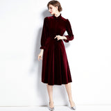 Diynav At The New Women's Elegant And Fashionable Court Style Hepburn Long-Sleeved Velvet Dress In Autumn And Winter 2025