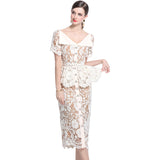 Diynav Niche Temperament Thousands Of Gold Windy Collar Short-Sleeved Lace Waist Dress Dress With Belt