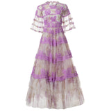 Diynav Industry Three-Dimensional Trumpet Horn Sleeve Round Collar Big Swing Fluffy Dress Dress Summer Autumn Women's Dress 2024