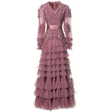 Diynav Industry Glide Sexy V-Neck Lotus Side Fluffy Long Dress Dress Dress Stand Women's Spring And Summer 2025