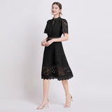 Diynav Temperament-Éí-In-So-Potted Lace Dress 2025 Spring/Summer New French High-End Squeer Hook Water-Soluble Lace Dress