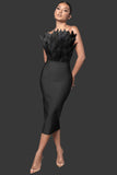 Diynav New Long Fashion Dress Brated Ostrich Hair High-End Temperament Banded Dress Woman