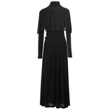 Diynav Sleeves Folded Waist Wine Red Elastic Knitted Princess Style Dress Station Spring And Summer Women New 2025