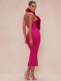 Diynav Band Strap Dress Evening Dress High-End Dress Direct Hanging Neck Big Flower Dress New