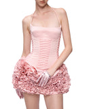 Diynav Flower Boa Thorn Skirt Three-Dimensional Ponbo Skirt Adjustable Strap Design Brat Tight Elastic Two Sets