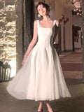 Diynav Dress Summer Spring And Summer New French Style Neckless Sleeve Sling Vest Fairy Net Taupong Dress Party