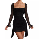 Diynav Fashion Spring And Summer New Long-Sleeved Temperament Dress
