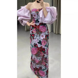 Diynav Dress Banquet Bra Dress 2024 New Female Spring And Summer Senior Famous Woman Bubble Bubble Sleeve Birthday Dress