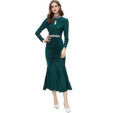 Diynav Industry Nails Sexy Hollow Long-Sleeved Fishtail Princess Dress Dress Women's Spring And Summer New 2024