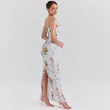 Diynav Famous Temperament Retro Oil Painting Plant-Print Set Ass Dress