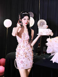 Diynav Dress Engagement Birthday High-End Light Luxury Niche Adult Dress Three-Dimensional Flowers Shoulder-To-Shoulder Corset Dress