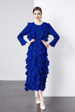 Diynav And Summer 2024 New Dress Press Folding Leaves Side Three-Dimensional Decoration Loose Fashion Elegant Long Dress Commuter Women's Clothing