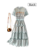Diynav High-End Heavy Industry Lace Embroidery Long Dress High-Waist Big-Name Design Sexy Dress SP