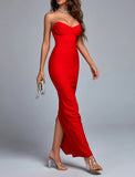 Diynav Women's Explosive Sexy Long Evening Dress Body Wrapping Party Temperament Banded Dress Black