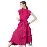 Diynav Dress Sweet Wooden Ear-Stupling Long Heavy Industry Folding Haewn Dress Women 2025 Spring And Summer